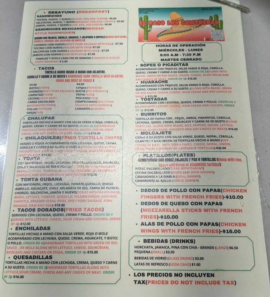El Paso Los Contreras Menu image 1